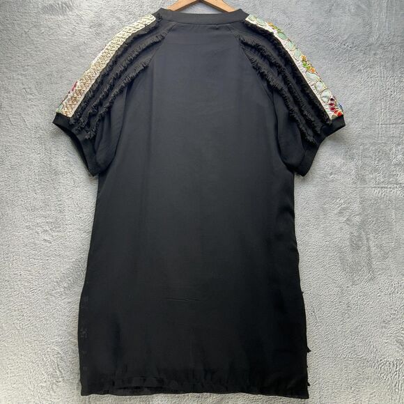 Stella Marina Collezione Dress 2XL Luxury Black Beaded Floral Fringe Shift - Picture 2 of 14